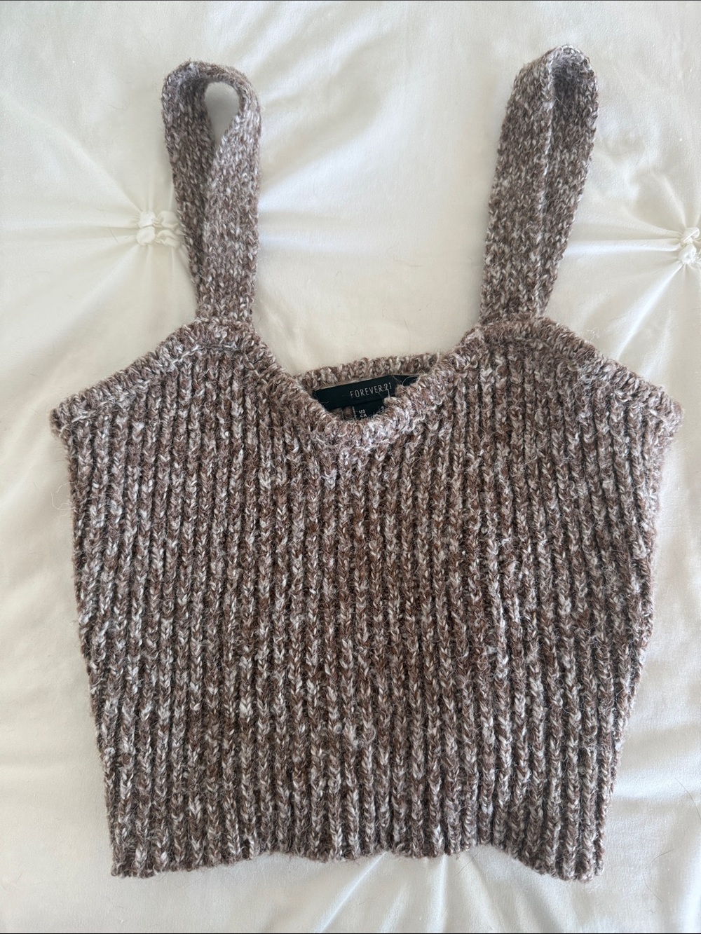 Forever 21 Brown Marled Knit Cropped Tank